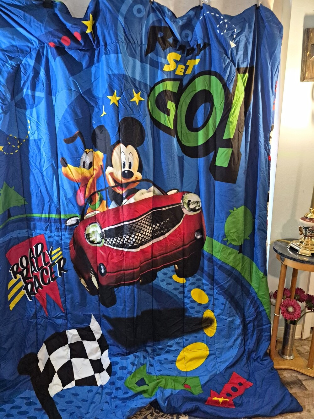 Disney Twin Reversible Comforter 100% Polyester Mickey Mouse Clubhouse Racing